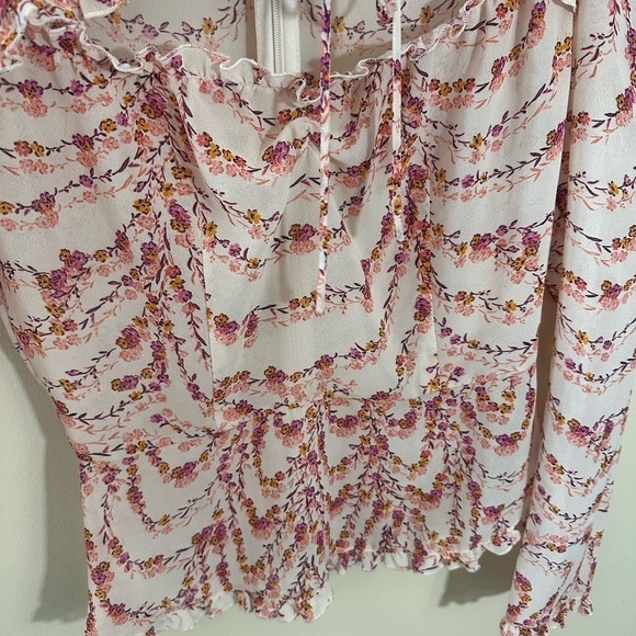 Divine Heritage x Urban Outfitters Collared Peplum XS Pink Puff Shoulder - Picture 5 of 8